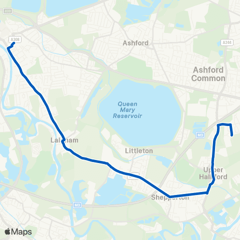 Bear Buses Elmsleigh Bus Sta - Bishop Wand School map