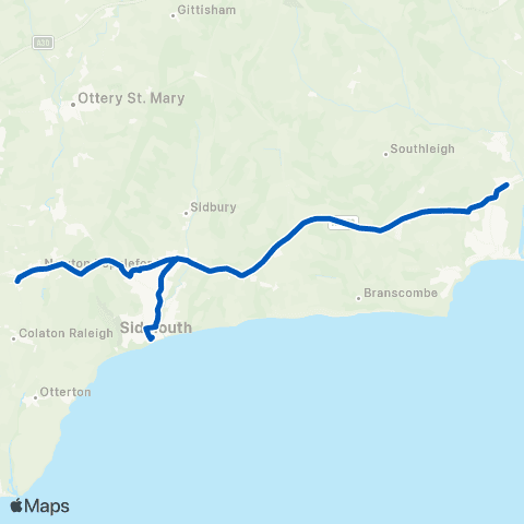 Axe Valley Mini-Travel Sea Front - Triangle map