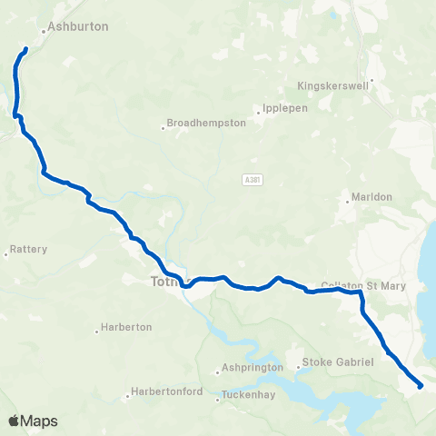 A B Coaches Churston Ferrers Grammar Sch - Peartree Cross map