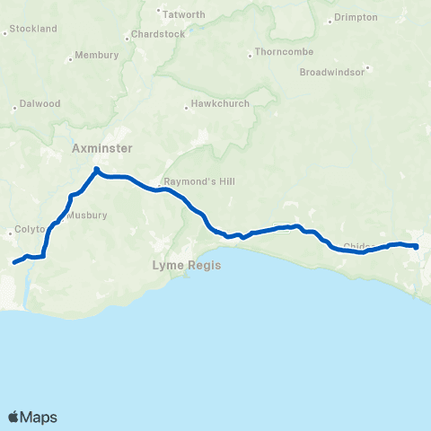 Axe Valley Mini-Travel The Elms - Bus Station map