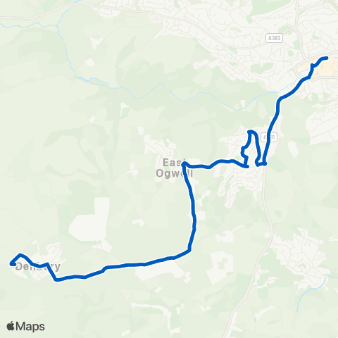 Country Bus Sherborne Road - Down Lane map