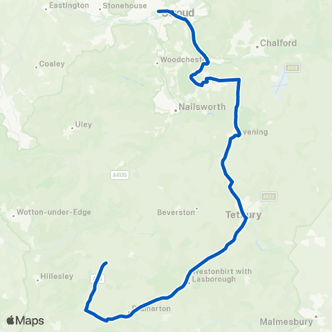 Cotswold Green Marling and Stroud High Schools - Bath Rd Sch stop map
