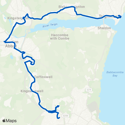 Country Bus Torbay Hosp Main Entrance - Railway Sta map