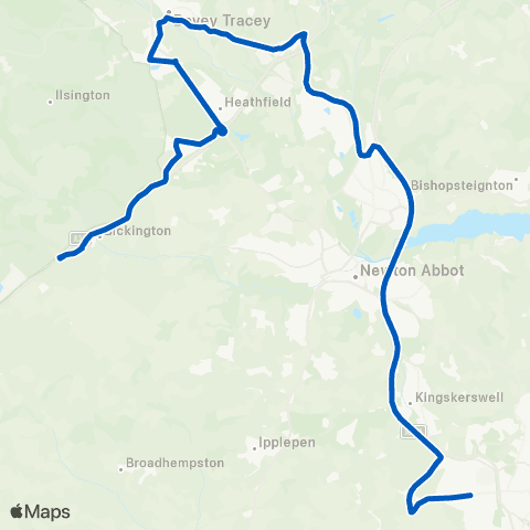 A B Coaches Goodstone Cross - Shiphay Lane map