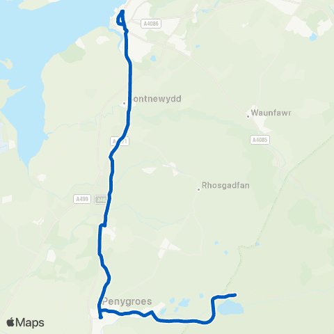 Gwynfor Coaches Ysgol Baladeulyn - Caernarfon Bus Sta Stand A map
