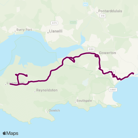 Adventure Travel Swansea Bus Sta Stand T - Landimore Turn map