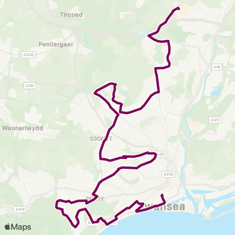 Adventure Travel Morriston Hosp Main Entrance - Swansea Bus Sta Stand X map