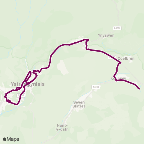 Adventure Travel Banwen Rugby Club - Ystradgynlais Bus Sta Stand 2 map