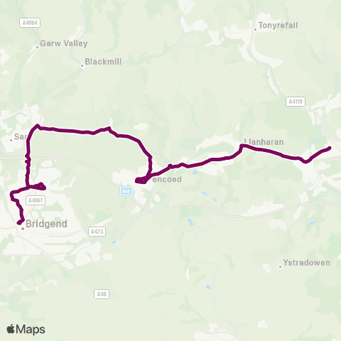 Adventure Travel Bridgend Bus Sta Stand 8 - Talbot Green Bus Sta Stand B map