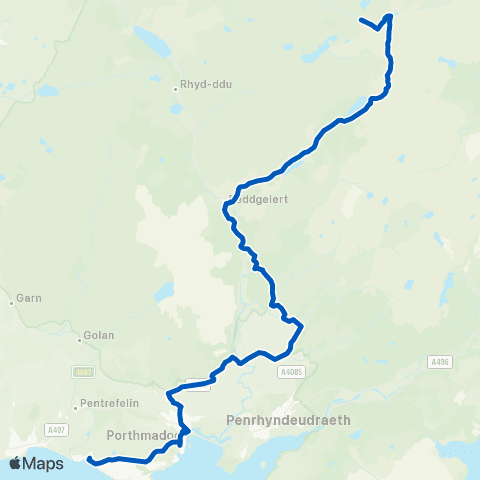 Gwynfor Coaches Capel Siloam - Pen-Y-Pass Yha map