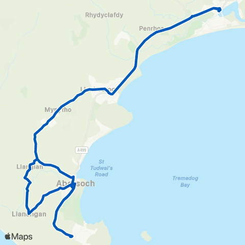 Berwyn Pwllheli Bus Sta Stand A - Pwllheli Bus Sta Stand A map