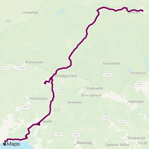 Adventure Travel Brecon Interchange 5 - Swansea Bus Sta Stand F map