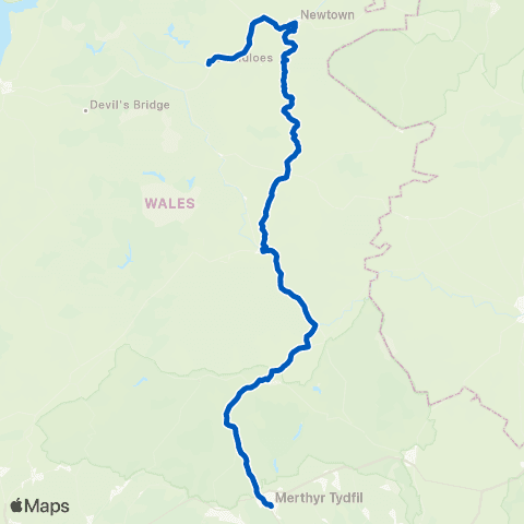 Celtic Travel Brecon Interchange 1 - Merthyr Bus Sta Stand 7 map