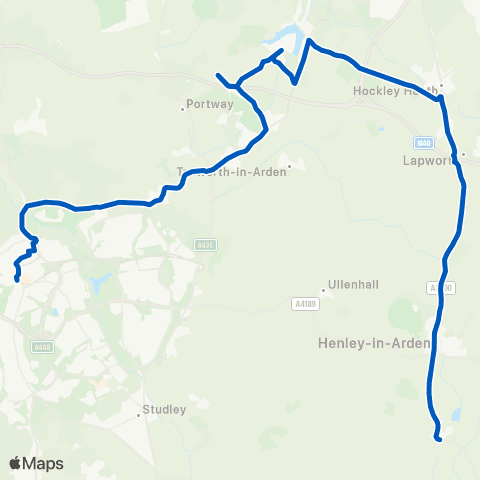 Coventry Minibuses Redditch Bus Sta - Tanworth In Arden Church map