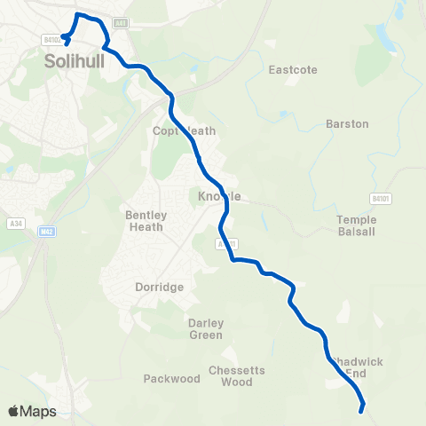 Flexibus Solihull Town Centre - Warwick Road map