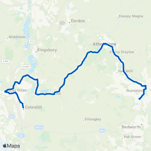 Flexibus George Eliot Hosp Main Entrance - Post Office map