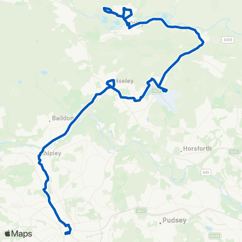 Flyer Otley Bus Sta - Bradford Interchange Bus Sta map