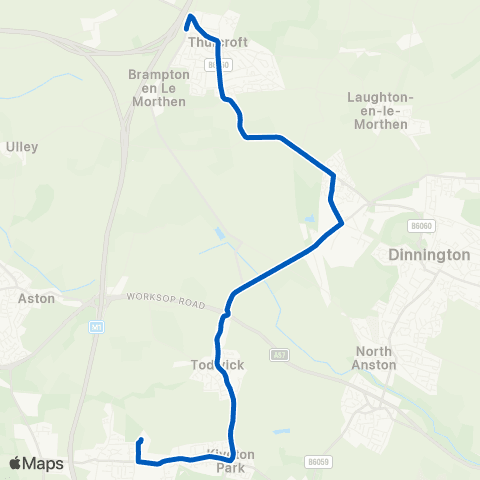 Coopers Tours Chestnut Av / Storth Ln - Brampton Rd / Woodhouse Green map