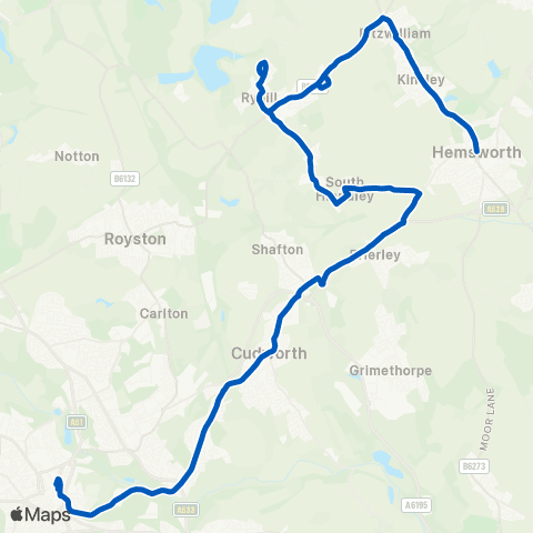 Globe Coaches Barnsley Interchange / A16 - Hemsworth Bus Sta map