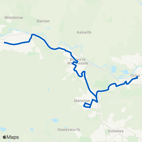 Connexions Buses Ilkley Bus Station - Otley Bus Station map