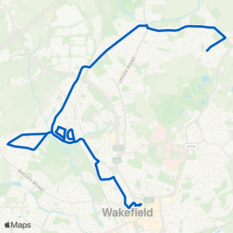 Globe Coaches Stanley Lane Ends - Wakefield Bus Sta map