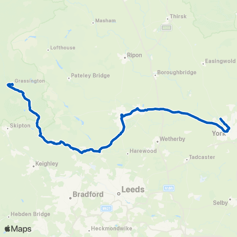 Coastliner National Park Centre - Ilkley Bus Sta map