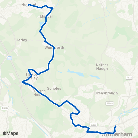 Globe Coaches High St / Market St - Rotherham Interchange / B5 map