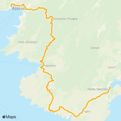 Autocars de Corse du Sud Aiacciu / Figari / Portivechju map
