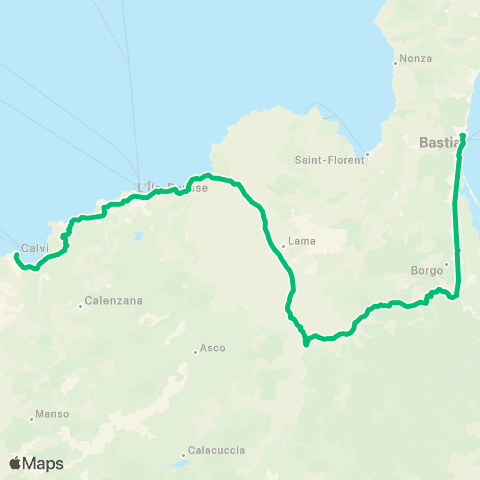 Autocars de Corse du Sud Calvi / l'Isula / Bastia map
