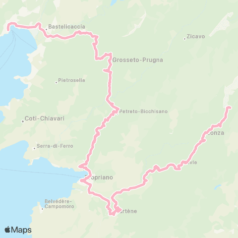 Autocars de Corse du Sud Zonza / Prupia / Grussetu / Aiacciu map