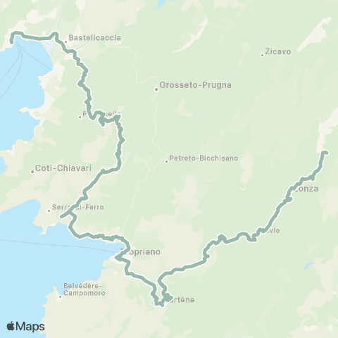 Autocars de Corse du Sud Prupia / Portipoddu / Pila e Canali / Aiacciu map