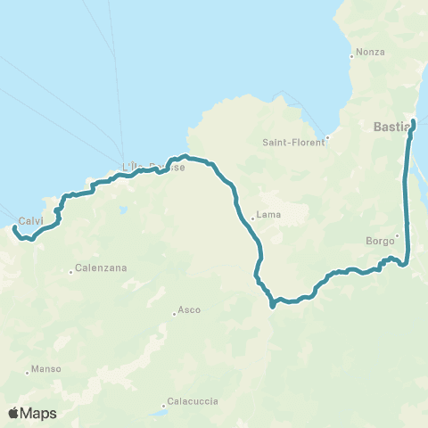 Autocars de Haute-Corse Calvi - Bastia map