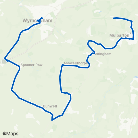 Our Bus Wymondham Road - Morrisons map
