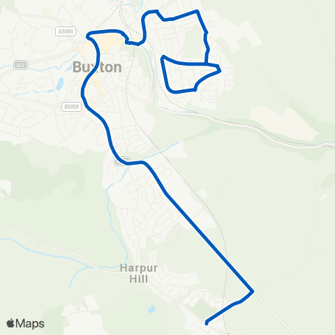 High Peak Burlow Road - Fairfield Centre map