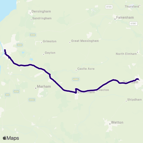 First Norfolk & Suffolk Horse Fair Bus Sta - Queensgate Bus Sta map