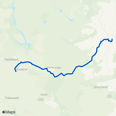 High Peak Church - Sheffield Interchange / D2 map