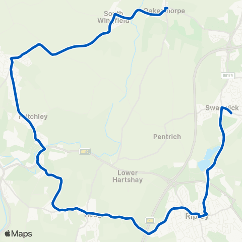 High Peak Fourlane Ends - Swanwick Hall School map
