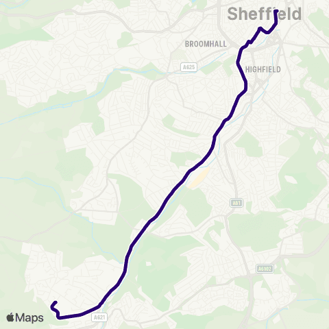First South Yorkshire Totley Brook Rd / Furniss Av - Sheffield Interchange / C1 map
