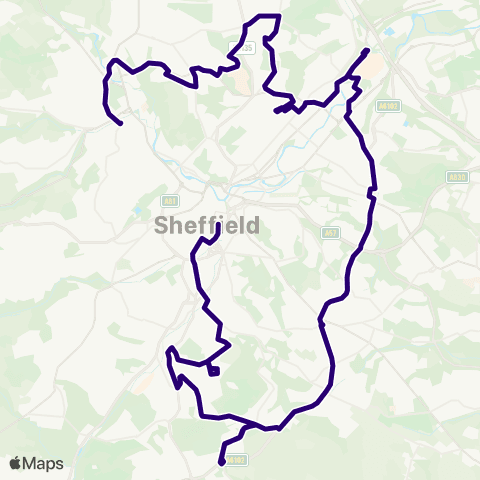 First South Yorkshire Sheffield Interchange / B2 - Thorpe House Av / Lees Hall Rd map