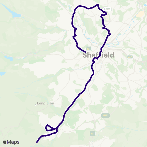 First South Yorkshire Gillfield Wood Terminus / Baslow Rd - Hillsborough Interchange / H4 map