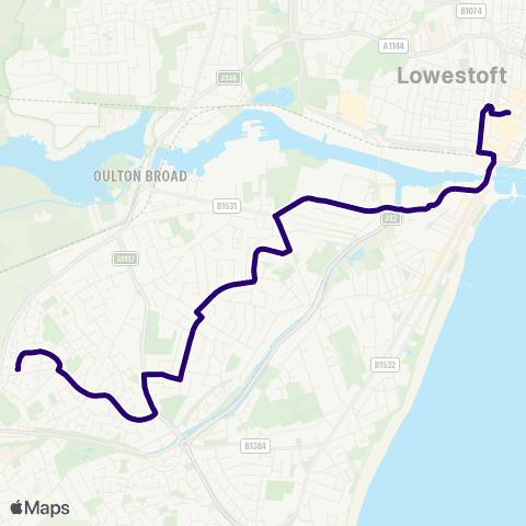 First Norfolk & Suffolk Periwinkle Close - Bus Station map