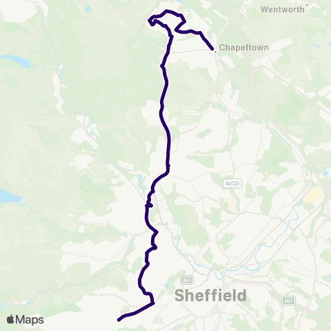 First South Yorkshire Lound Side / Burncross Rd - Fulwood Rd / Riverdale Rd map