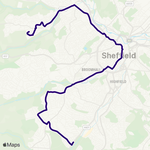 First South Yorkshire Hall Pk Hill / Hall Pk Head - Abbeydale Rd S / Pingle Rd map