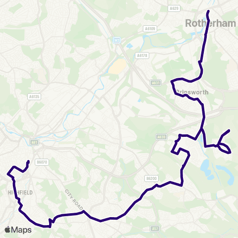 First South Yorkshire Rotherham Interchange / B8 - Sheffield Interchange / C4 map