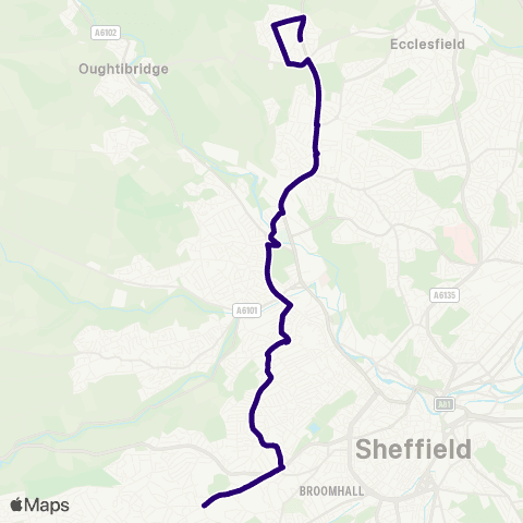 First South Yorkshire Penistone Rd / Blacksmith Ln - Fulwood Rd / Riverdale Rd map