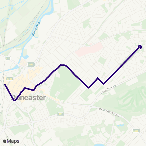 First South Yorkshire Shaftesbury Av / Lothian Rd - Doncaster Frenchgate Interchange / B2 map