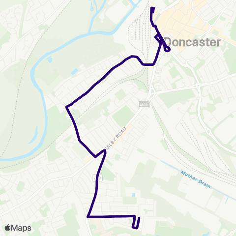 First South Yorkshire Dryden Rd / Weston Rd - Doncaster Frenchgate Interchange / B2 map