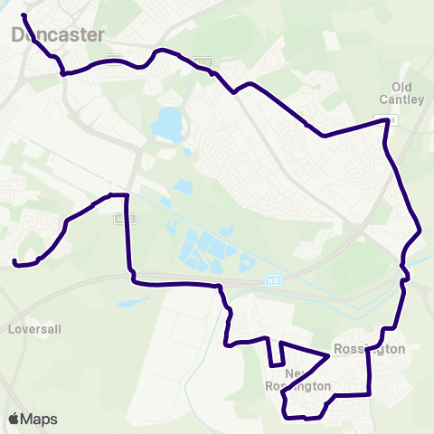 First South Yorkshire Plantation Rd / Woodfield Way - Doncaster Frenchgate Interchange / B4 map