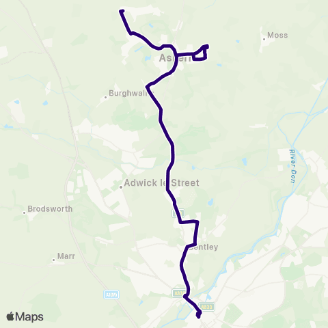 First South Yorkshire W End Rd / Broc-O-Bank - Doncaster Frenchgate Interchange / A12 map