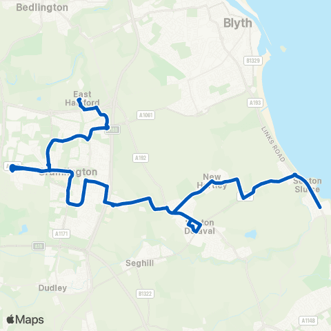 Phoenix Coaches Northumbria Hospital - Scott Street map